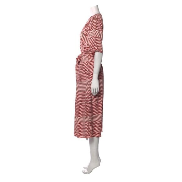 Joie Cata Wrap Dress 10 Midi Red Patchwork Pattern Stripe - Picture 7 of 15